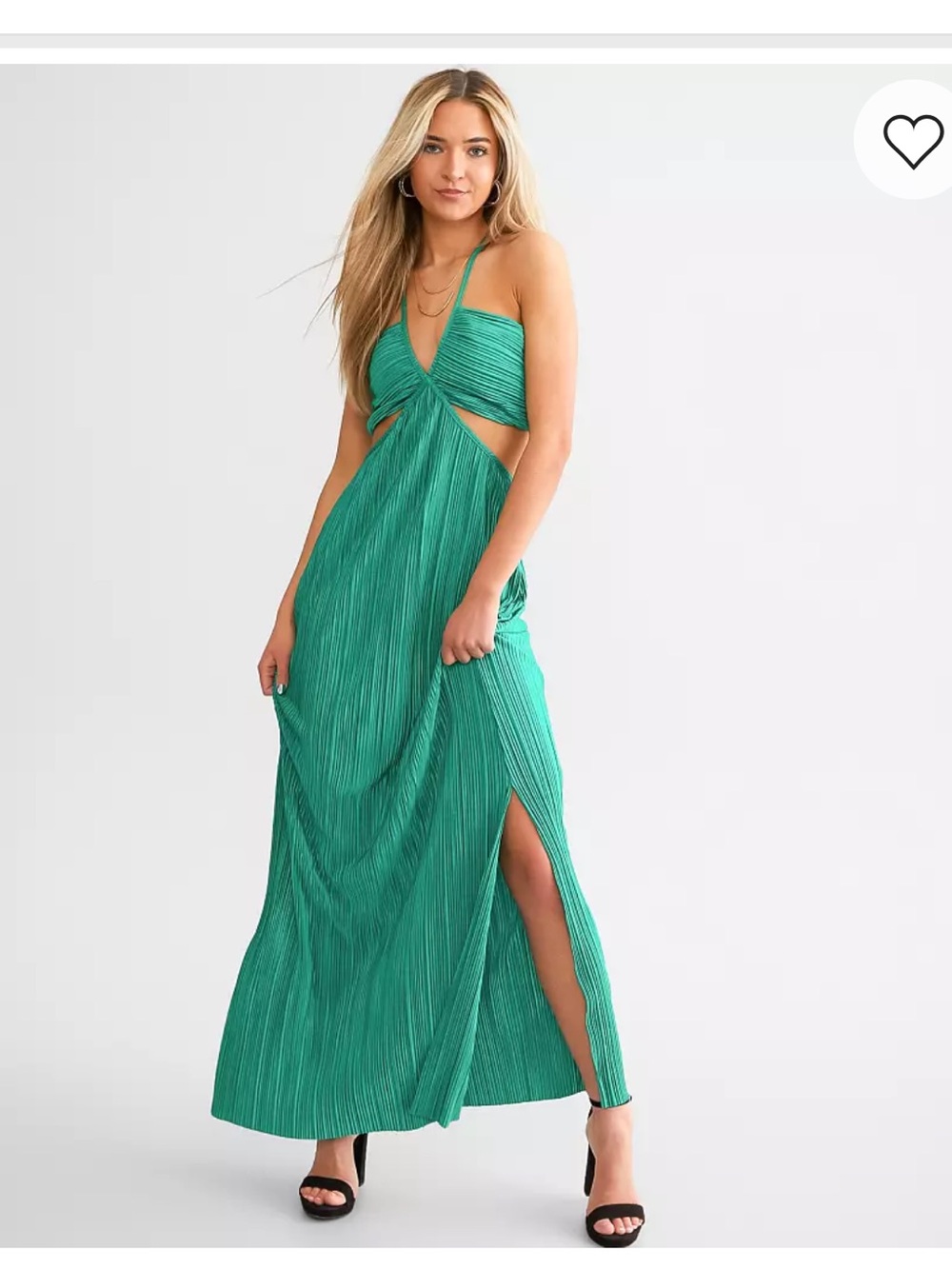 Buckle Teal Pleated Back-Tie Maxi Dress